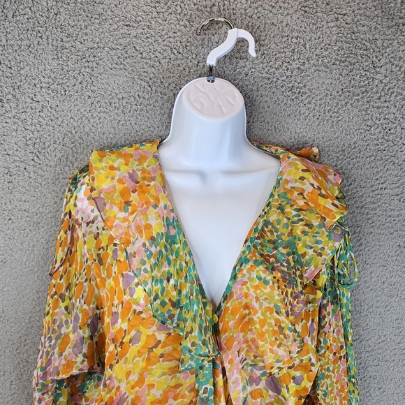 Milly Womens Silk Pastel Confetti Blouson & Matching Tank Under Sz 10 V/Neck - Picture 2 of 15